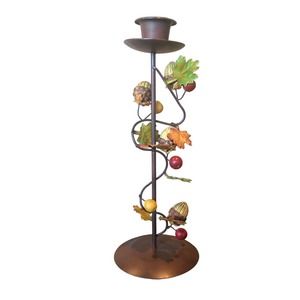 EUC 90's Fall Autumn Russ Metal Acorn Candle‎ Stick Thanksgiving Holiday Decor
